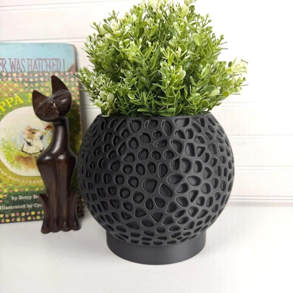 Pulp Planter, Indoor Plant Pot with Drip Tray, Tabletop Planter, Geometric